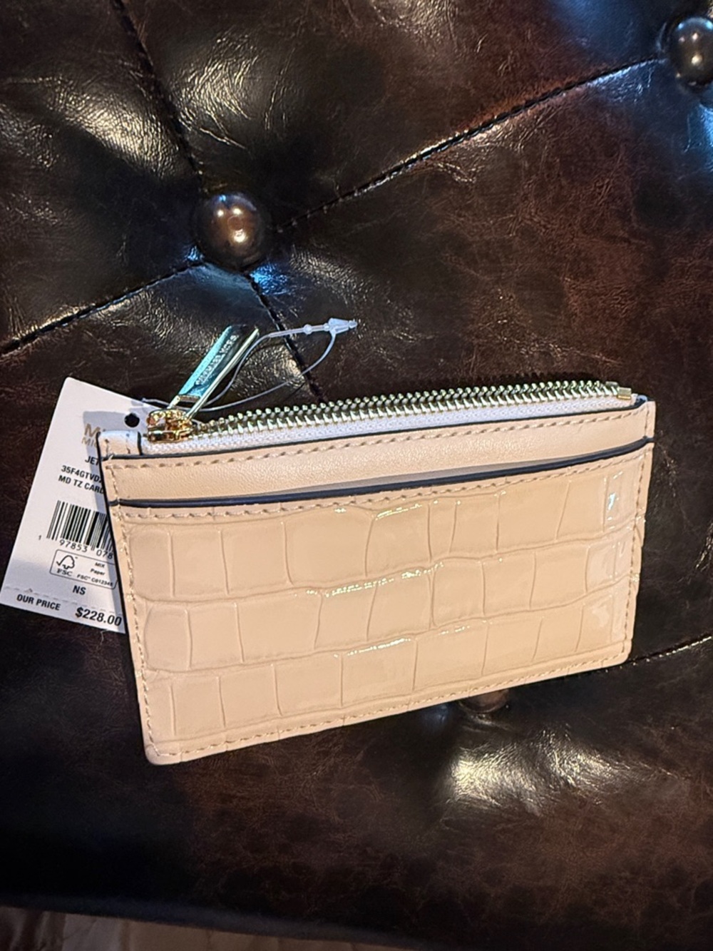 Michael Kors Patent Croc Card Case in Beige - Picture 5 of 6